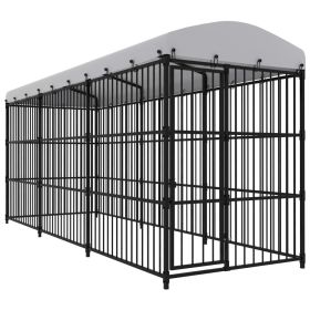 Outdoor Dog Kennel with Roof 177.2"x59.1"x82.7